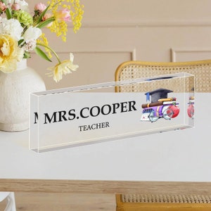 Personalisierte Lehrer-Schreibtisch-Namensschild, Zurück zur Schule-Geschenk, Namensschild für Schreibtisch, Lehrer-Namensschild, Lehrer-Geschenk, Lehrer-Namensschild