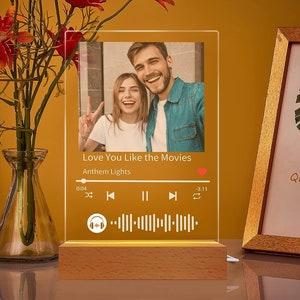 Targa Musicale Regalo di Natale per il fidanzato Scansionabile  Personalizzata Spotify Plaque