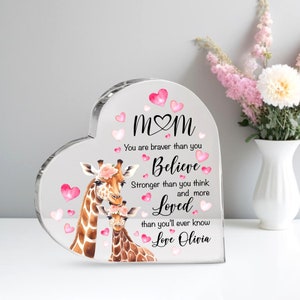 Personalized First Mom, Now Grandma Heart Acrylic Plaque, Birth Month Flowers Gift For Grandma, Christmas Gift, Nana Gifts, Mothers Day Gift