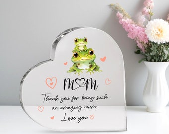 Personalised Mum Gift, Mothers Day, Portrait Print with Daughter, Birthday Gifts for Mom, Mothers Day Present Flowers Heart Acrylic Plaque