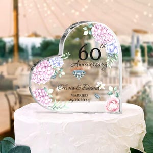 Personalized 60th Wedding Anniversary Gift Heart Acrylic Plaque, 60th Diamond Wedding Gifts For Parents, Grandparents, 60th Anniversary