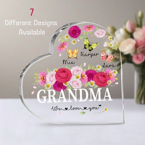 Personalized Acrylic Heart Gift For Grandma, Mother&#39;s Day Poem, Custom Gift For Grandma, Mother&#39;s Day Keepsake Gift, Gift From Grandchildren