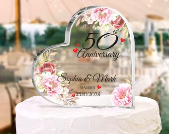 Goldene Hochzeit Dekoration Zum 50. Hochzeitstag – Holzkarte Mit Ständer, 10x10 Cm, Perfektes Geschenk Für Eltern