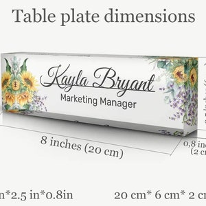 Personalized name plate for desk Nameplate sign Modern office business decor Executive desk name plate Desk name sign for women with sakura image 9