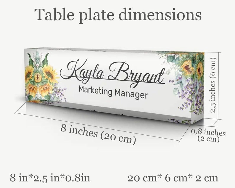 Personalized name plate for desk Nameplate sign Modern office business decor Executive desk name plate Desk name sign for women with sakura image 9