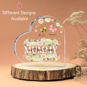 Personalized Grandma&#39;s Garden Acrylic Plaque, Grandma Acrylic Plaque, Birth Month Flower Family Heart Shape Acrylic, Family&#39;s Gift