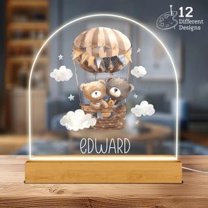 Personalised LED Animal Lamp, Kids Night Light Gift, Safari Jungle Animals Light, Birthday Gifts for Kids, Kids Bedroom Nursery Table Light