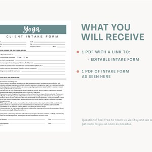 Customizable Yoga Client Intake Form: Canva Template (digital Download ...