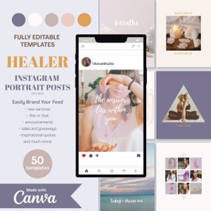 Healer Instagram-berichtsjablonen: spirituele canva-ontwerpen (digitale download)