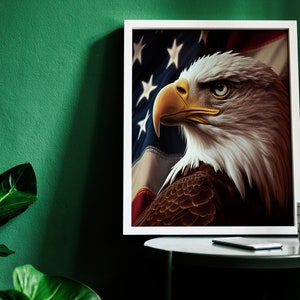 Bald Eagle with American Flag Background Digital Download Perfect for Posters, Canvas, Stickers, Iron-On and more PNG, Svg, PDF, JPG Files image 2