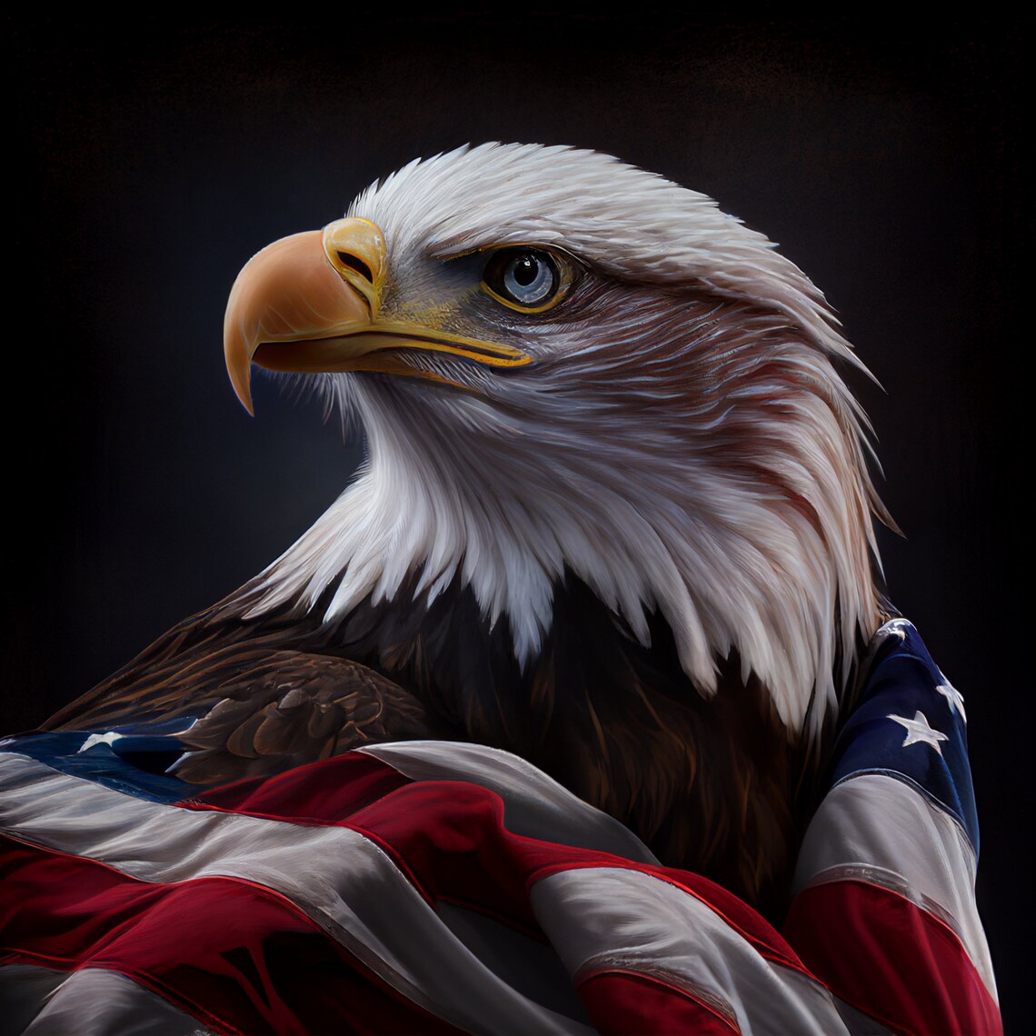 Bald Eagle Wrapped in American Flag Digital Download Perfect for