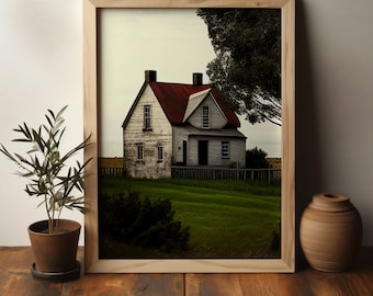 Farm House | Rustic Farm House Print | Vintage Wall Art | Old Farm House Decor | Digital Download | Farm House Wall Art Decor |  Farm Print