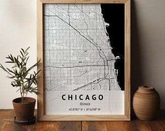 City Map Print | Map Print | Chicago Illinois | Chicago Map Print | Illinois Map | Digital Download City Map | Wall Art Decor