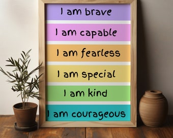 Cartel del aula / Tarjetas afirmativas positivas / Decoración de la pared del terapeuta / Regalo del consejero escolar / Consejería / Cartel descargable del aula