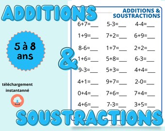Math Worksheets, Addition, Subtraction, Number 0 to 9, Printable PDF