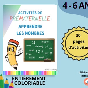 Printable Kids Activity Book, Learn Numbers, Learn Numbers, Preschool Learning, Printable PDF