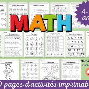 Mathématique pour enfant, Activités pour enfants, Mathématique en français, Matériel pédagogique, PDF Imprimable