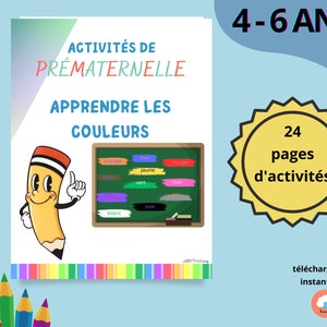 Printable Kids Activity Book, Learn Colors, Colors in French, Preschool Learning, Printable PDF