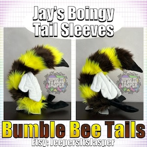 Fluffy Jay&#39;s Boingy Tail Sleeve Covers, For Furry, Fursuit, Cosplay, And Kemonomimi: Bumble Bee Theme (Core NOT Included)