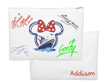 Pochette pour autographes personnage - sac de voyage Disney personnalisé, souvenir de croisière, souvenir signature, trousse à crayons ou trousse de maquillage - croisière