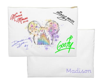 Bolsa para autógrafos de personajes - Bolsa de viaje personalizada de Disney, recuerdo de parques temáticos, estuche para lápices o neceser - Acuarela