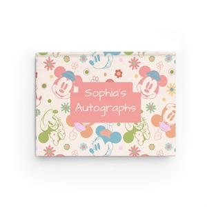 Personalized Disney Autograph Book - Character Signature Notebook, Park Souvenir, Custom Hardcover Memory Book, Theme Park Keepsake - Floral