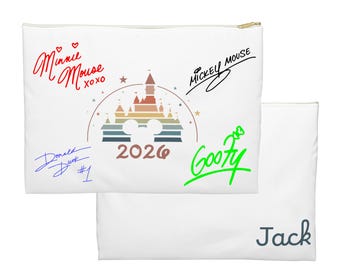Bolsa de autógrafos de personajes: bolsa de viaje personalizada de Disney, recuerdo de parque temático, estuche para lápices o neceser.