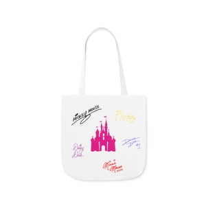 Character Autograph Tote Bag - Disney Parks Keepsake, Personalized Signature Bag, Castle Design, Theme Park Souvenir, 16x16 Canvas Bag