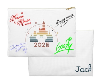 Etui na autograf postaci - Spersonalizowana torba podróżna Disney, pamiątka z parku rozrywki, pamiątkowy podpis, piórnik lub kosmetyczka - 2025