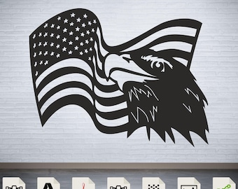 American Flag Eagle SVG: Laser Cut CNC Vector Files (Digital Download)