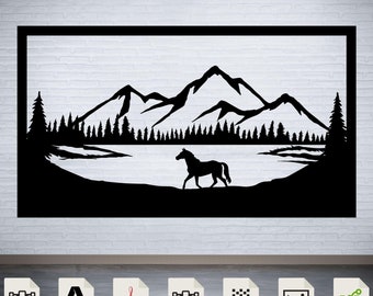 Horse in Forest SVG: Laser Cut CNC Vector Files (Digital Download)