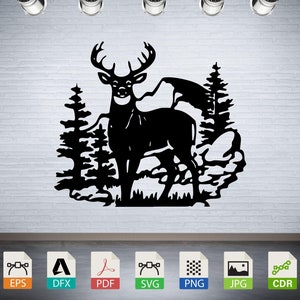 Deer Hunting SVG: Forest Scene Vector Files for CNC, Laser Cutting (Digital Download)