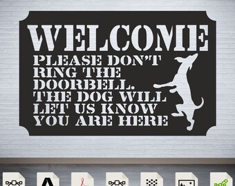 Dog Welcome Sign SVG DXF: Laser Cut CNC Files (Digital Download)