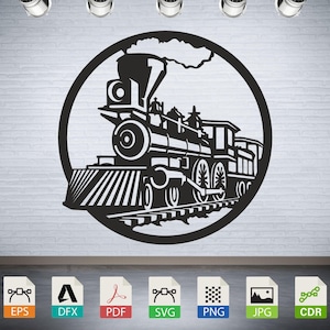Train Metal Wall Art SVG, Train Transport, download digital vector files for instant use in laser cutting, CNC routing, engraving, stickers