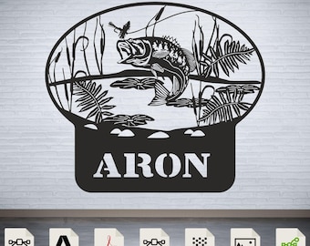 Bass Fish Name Sign SVG: Laser Cut CNC Vector File (Digital Download)