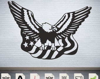 American Eagle Flag SVG DXF: Patriotic Wall Decor (Digital Files)