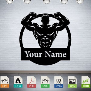 Bodybuilding Sign, Gym, Fitness, Download digital vector files for instant use in laser cutting, CNC routing, and engraving, wall stickers.