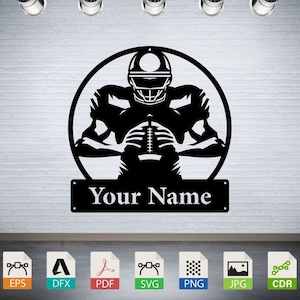 American Football Player Vector Files: Laser Cut CNC Engraving (Digital Download)