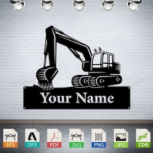 Excavator,Heavy machine Download digital vector files for instant use in laser cutting, CNC routing, and engraving, wall stickers, decals.