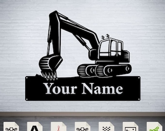 Excavator,Heavy machine Download digital vector files for instant use in laser cutting, CNC routing, and engraving, wall stickers, decals.
