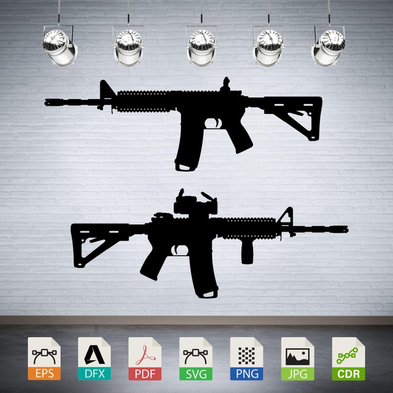 Military Style Automatic Rifle Svg, Machine Gun Dxf, Download Digital ...