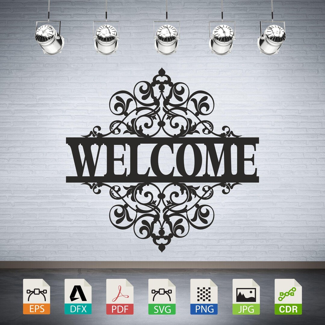 Octagonal Welcomesign Ornate Welcome Sign SVG DXF: Laser Cut CNC Files - Etsy