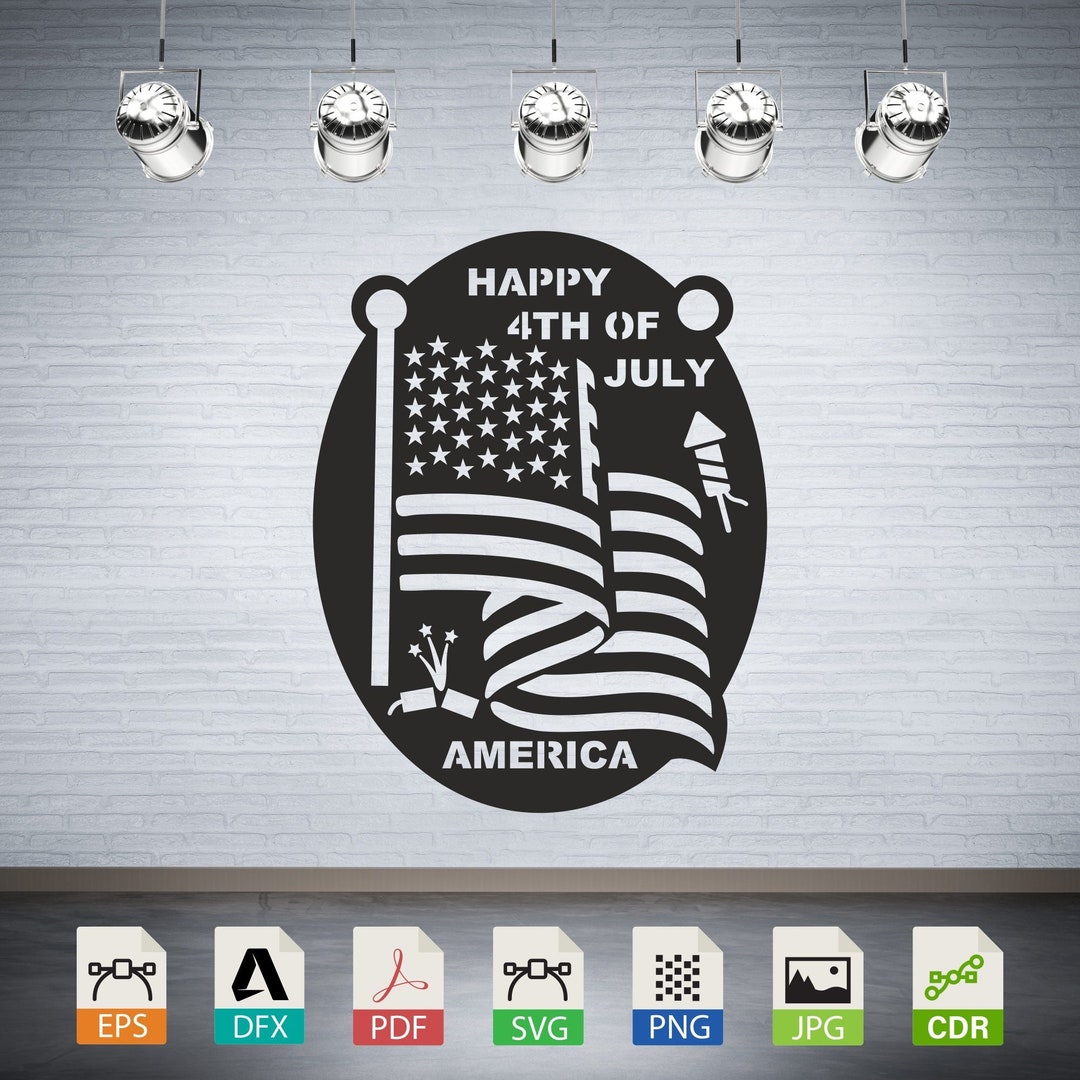 4th of July Flag SVG: USA Independence Day Laser Cut Files (digital ...