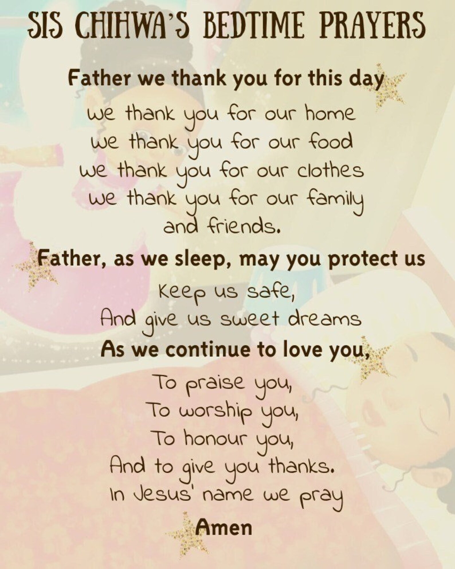Simple Bedtime Prayer for Children Printable Prayer for Baby - Etsy
