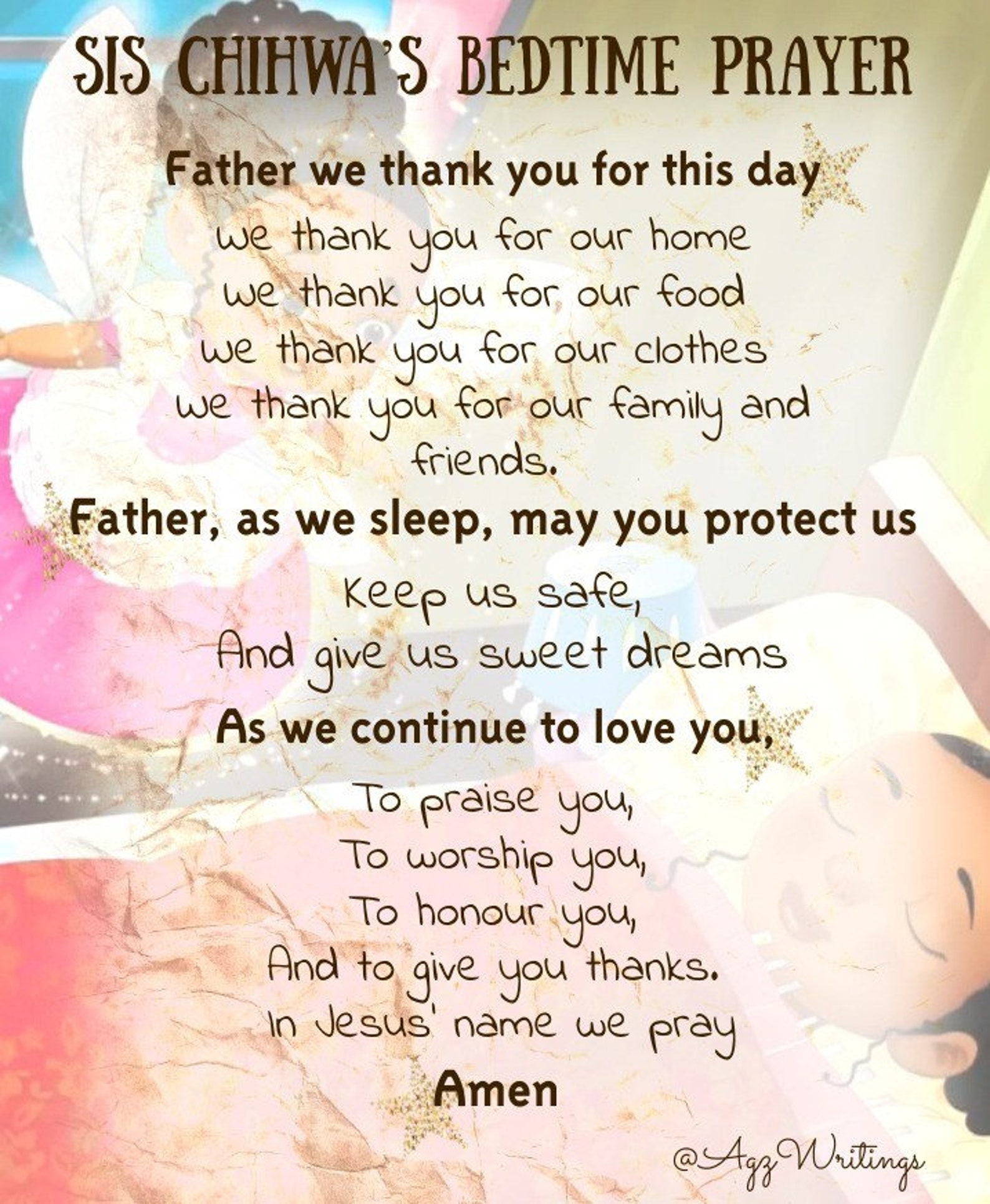 Simple Bedtime Prayer for Children Printable Prayer for Baby - Etsy