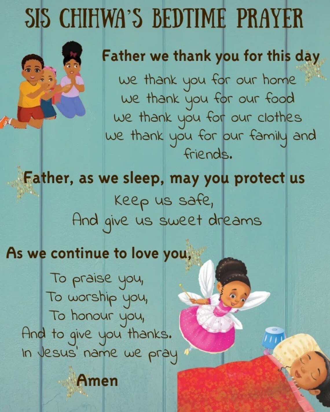 Simple Bedtime Prayer for Children Printable Prayer for Baby - Etsy