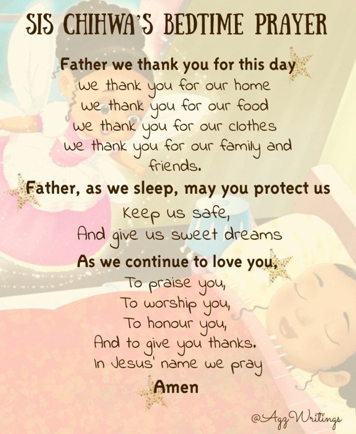 Simple Bedtime Prayer for Children Printable Prayer for Baby - Etsy