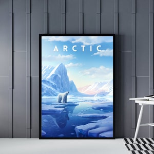 Arctic Beauty in Your Home: Downloadable Polar Bear Poster | Unique Wall Art for Home Decoration