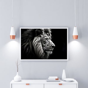 Lion Poster | Black and White Photo Portrait | Birthday Gift Idea, Wall Decor