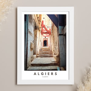 Algiers Travel Poster, Casbah Poster, Algeria Wall Photo Print, Living Room Decor